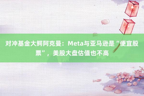 对冲基金大鳄阿克曼：Meta与亚马逊是“便宜股票”，美股大盘估值也不高